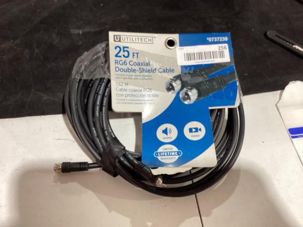 Lot # 256 Utilitech 25-ft RG6 Black Coaxial Cable