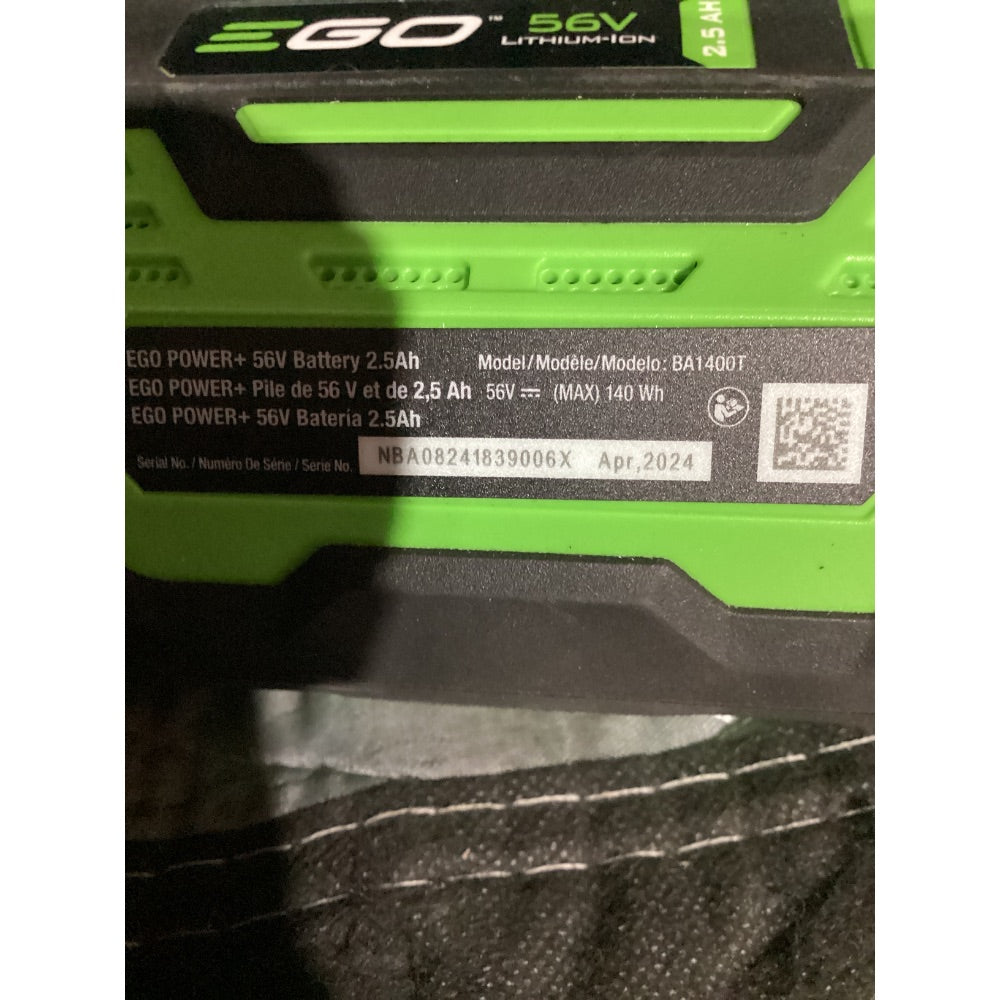 Lot # 1064 EGO POWER+ 56V Lithium-Ion Battery BA1400T, 2.5Ah, Black/Green