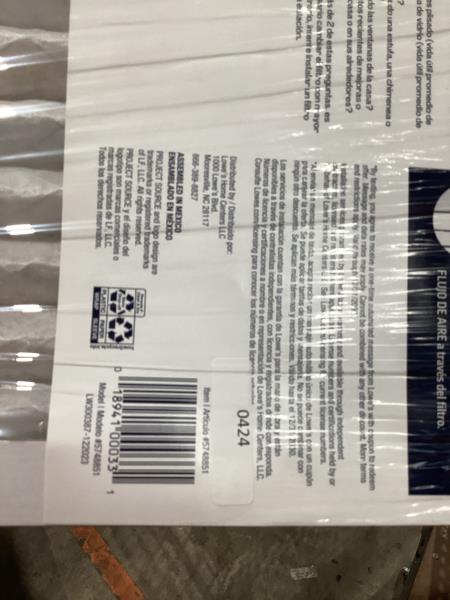 Lot # 317 Project Source 12 x 20 x 1 pleated Air Filter
