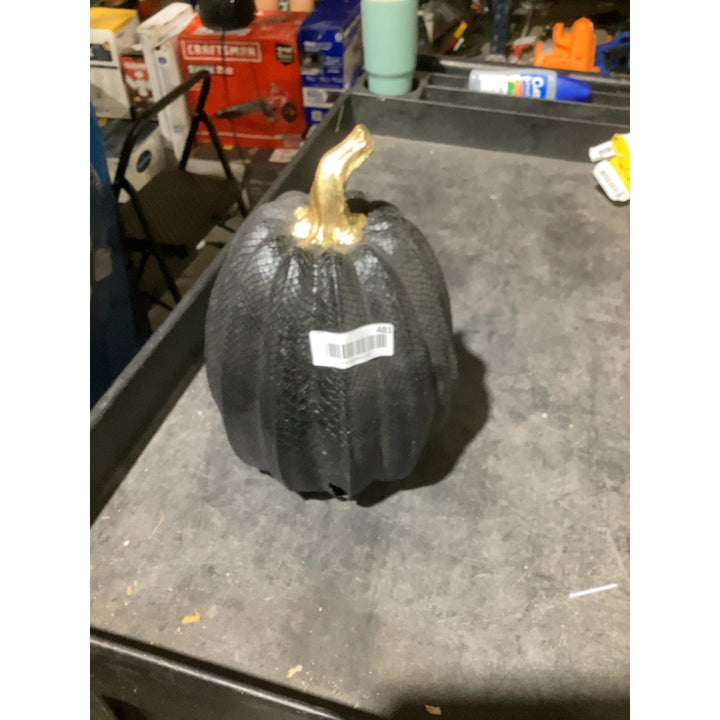 Lot # 481 Decorative Black Pumpkin, Gold Stem