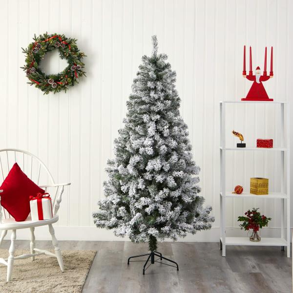 Lot # 1606 Nearly Natural 6ft. Flocked West Virginia Fir Artificial Christmas Tree