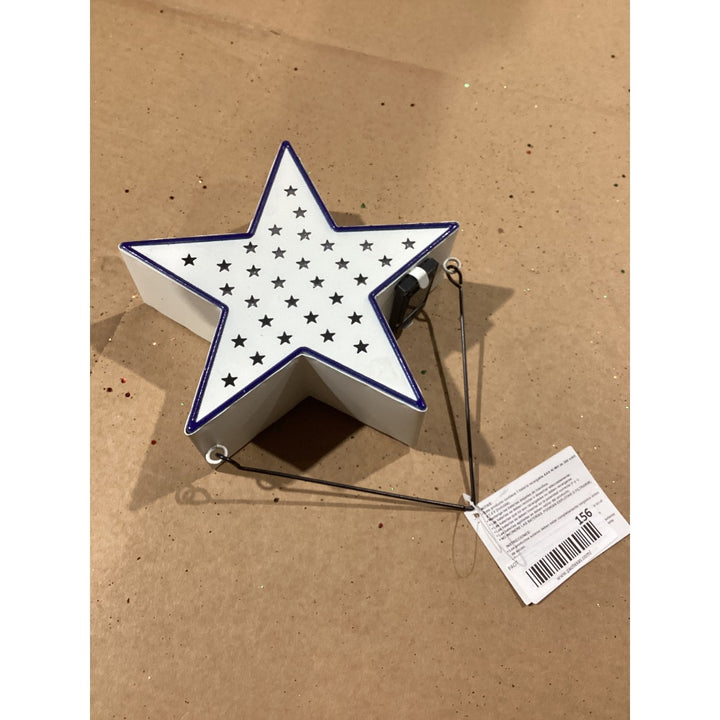 Lot # 156 Holiday Living Solar LED Star Lantern WhiteBlue $18