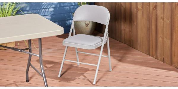 Lot # 2179 Gray Standard Indoor Folding Chair with Padded Seat