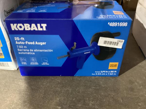 Lot # 1410 Kobalt 25ft Auto Feed Auger 1/4in × 25ft $38