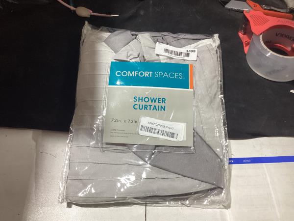 Lot # 1498 Comfort Spaces Windsor Bathroom Shower Pieced Ruffle Pattern Modern Elegant Microfiber Fabric Bath Curtains, 72x72, Gray