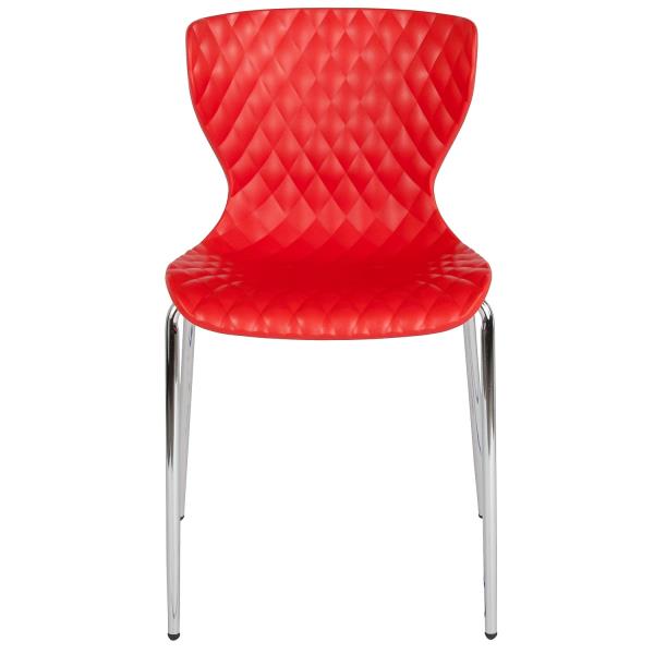 Lot # 2098 Flash Furniture Lowell Contemporary Design Red Plastic Stack Chair