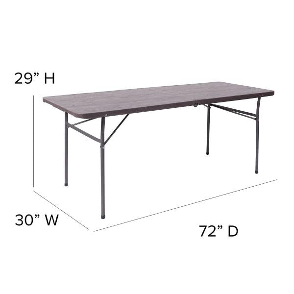 Lot # 1646  6-Foot Brown Wood Plastic Folding Table $115