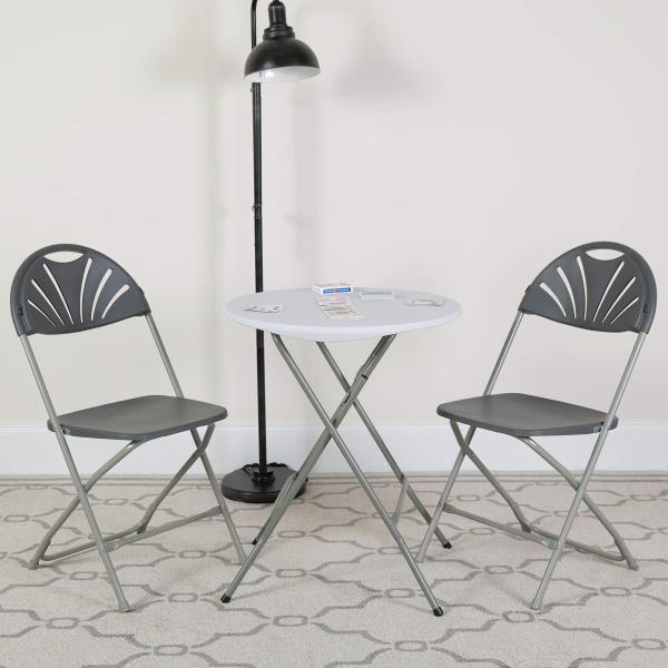 Lot # 2185 Flash Furniture HERCULES Series 650 lb. Capacity Charcoal Plastic Fan Back Folding Chair