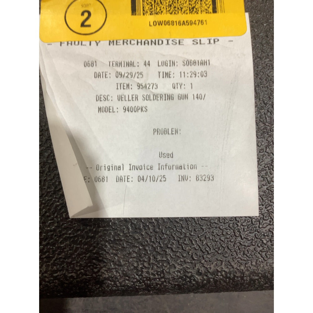 Lot # 1790 Weller Soldering Gun 9400PKS $114