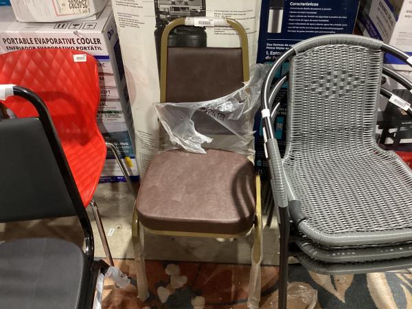 Lot # 2095 Flash Furniture HERCULES Series Trapezoidal Back Stacking Banquet Chair in Brown Vinyl - Gold Frame