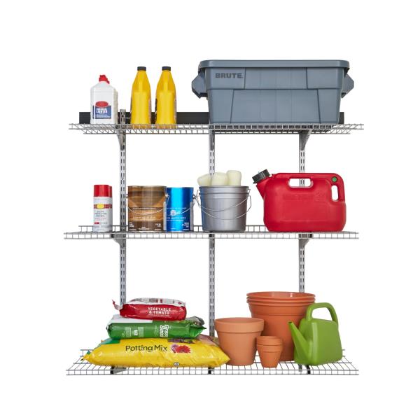 Lot # 1829 Rubbermaid Fasttrack Rail Storage 48"x16" 3-Shelf Kit, 350 lbs. Per Shelf, for Home/Garage/Shed/Workshop Organization