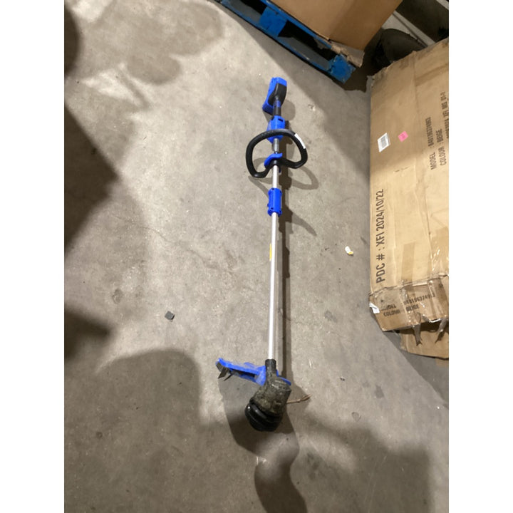 Lot # 1278 KOBALT Brushless String Trimmer KST 224B-03, 24V Cordless Dual Speed, Blue and Silver