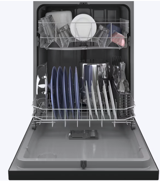 GE Dry Boost 24-in Front Control Built-In Dishwasher (Black) ENERGY STAR, 59-dBA Standard Sound Level