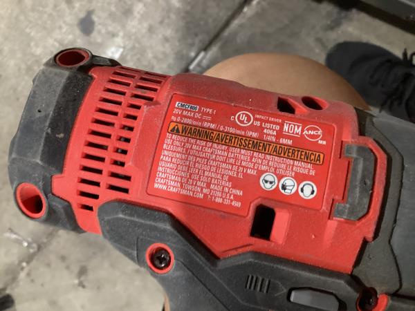 Lot # 331 CraftsmanV20 Cordless Impact Driver $99
