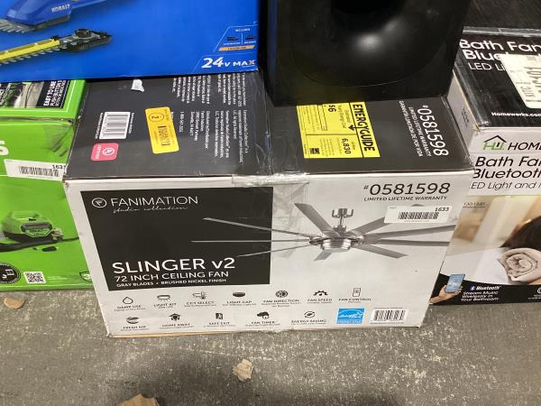 Lot # 1633 Fanimation Studio Collection Slinger v2 72-in $320