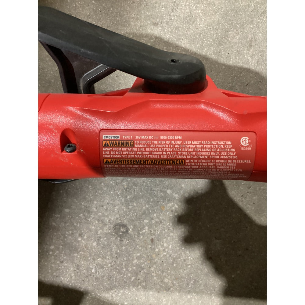 Lot # 1288 CRAFTSMAN CMCMST900 TYPE 1 Cordless String Trimmer - 20V MAX DC, 5500-7200 RPM, Red and Black