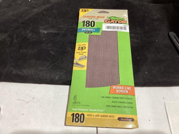 Lot # 227 Gator 7177 Hook and Loop Very Fine 180-Grit Screen Drywall Sanding Mesh Sandpaper, 4.5 x 10.5 Inch, 4 Sheets