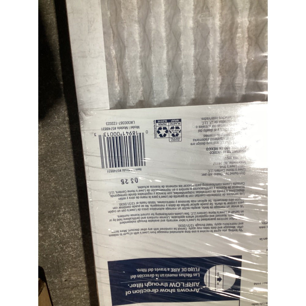 Lot # 1013 PROJECT SOURCE 16x20x1 MERV 8 Air Filter 3-Pk $18