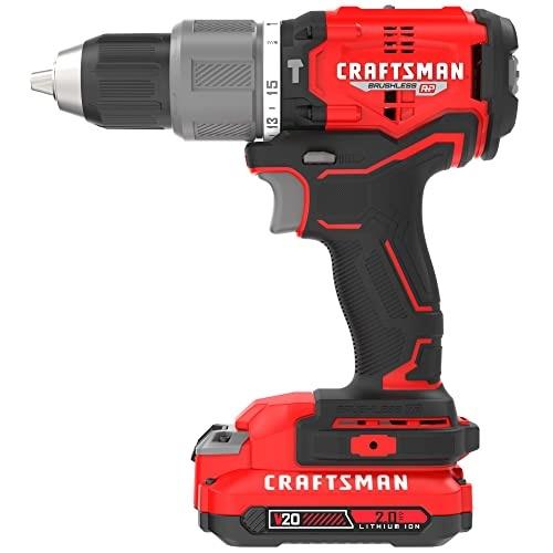 CRAFTSMAN CMCD732D2 V20 20V BRUSHLESS RP Cordless 1/2-in Hammer Drill Kit