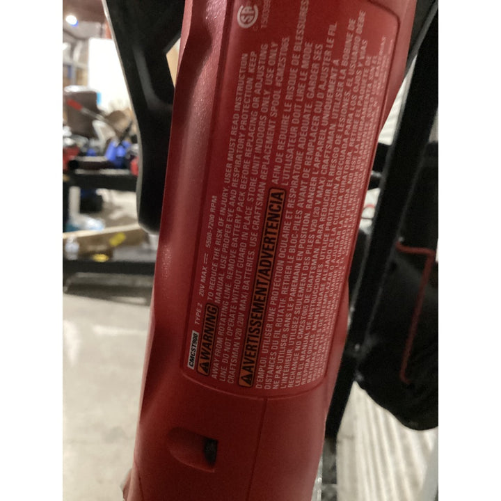 Lot # 1275 Craftsman CMST1300 20V MAX Cordless String Trimmer - 5500-7200 RPM, Red, Black
