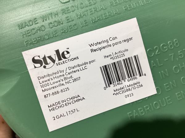 Lot # 139 Style Selections 2Gal Green Watering Can