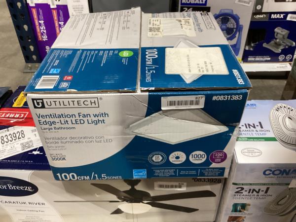 Lot # 827 Utilitech 1.5-Sone 100-CFM White Bathroom Fan $195
