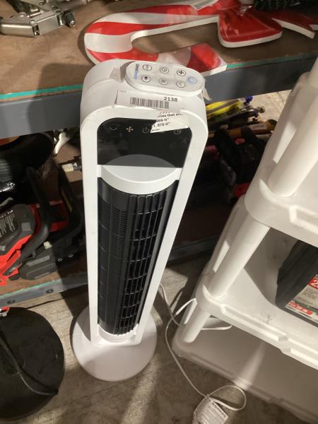 Lot # 2138 Lasko Tower Fan Oscillation 3 Speed $120