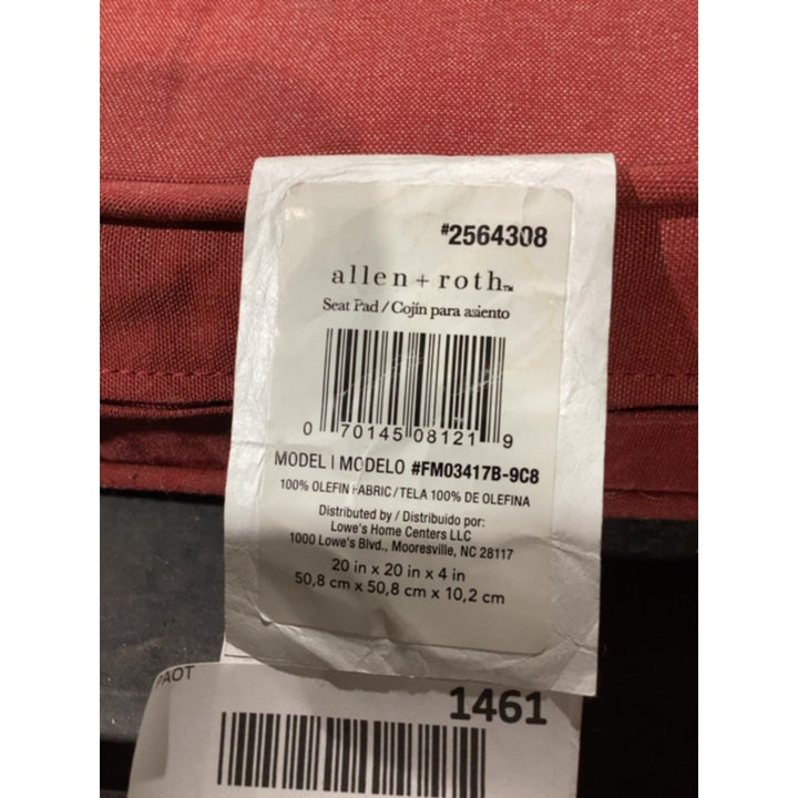 Lot # 1461 allen + roth Red Solid Patio chair cushion $33