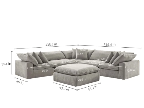 Sereen 6-piece Fabric Modular Sectional, Light Brown