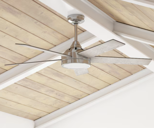 Harbor Breeze Camden 52-in Brushed Nickel with Driftwood/Sienna Blades Integrated LED Indoor Ceiling Fan with Light and Remote (5-Blade) (open box)