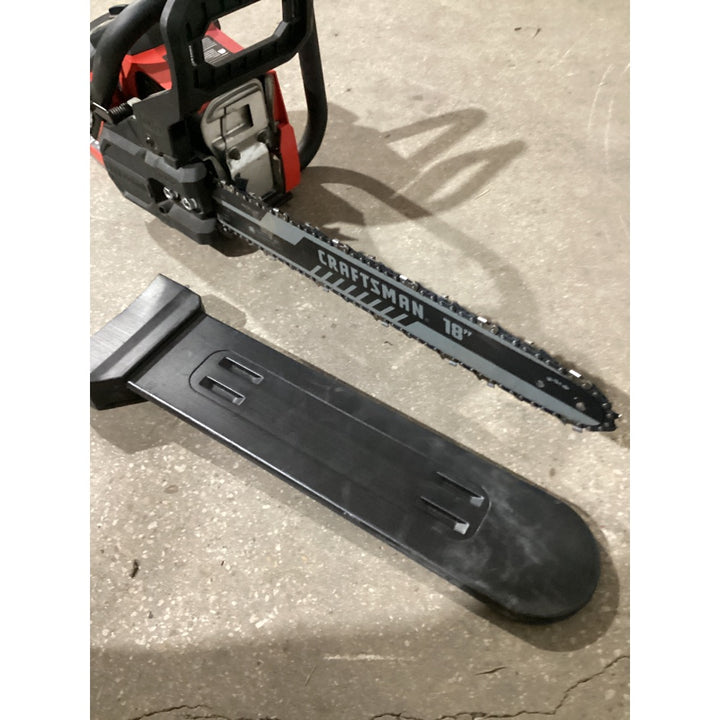 Lot # 1293 Craftsman 18-Inch Gas Chainsaw, Model CMGGXSMY42NB, Red/Black, with Bar Cover