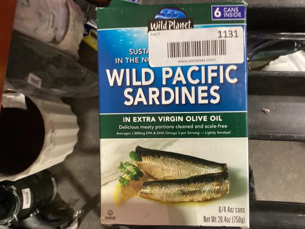 Lot # 1131 Wild Planet Wild Pacific Sardines EVOO 6x4.4oz $19.44