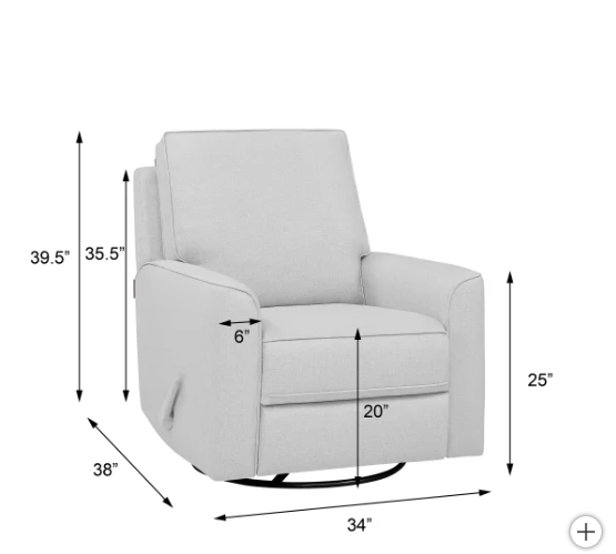 True Innovations Paxley Fabric Swivel Glider Recliner