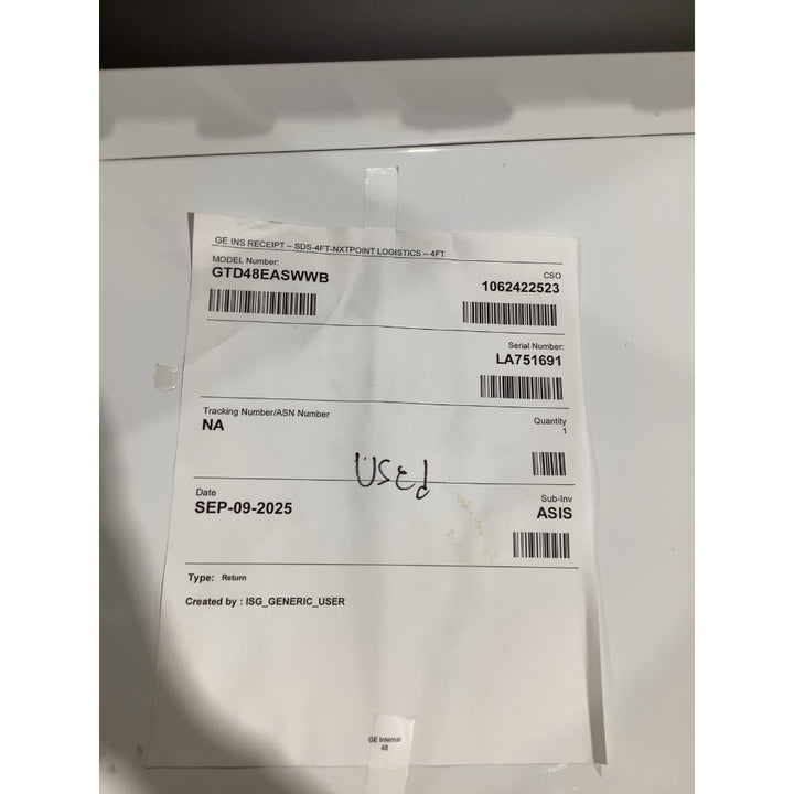 Lot # 2361 GE GTD48EASWWB Dryer $350