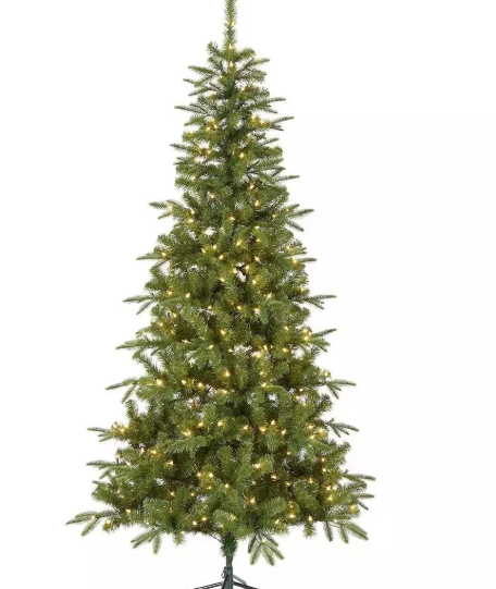 Lot # 1520 7.5ft pacific flocked mixed pine with warm lights $150