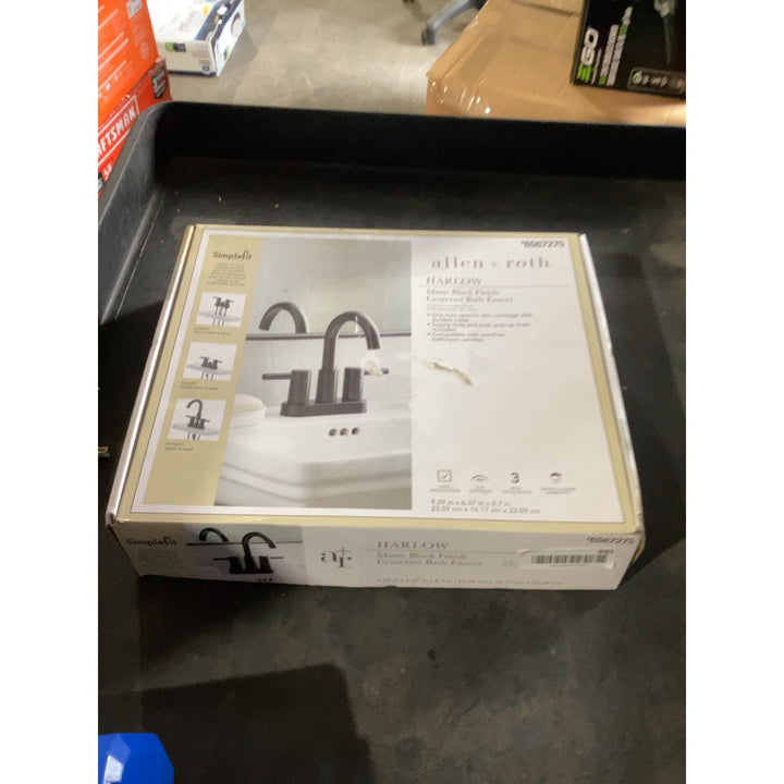 Lot # 995 Allen Roth Harlow Matte Black 2-Handle 4" Centerset WaterSense High-Arc Parts $69