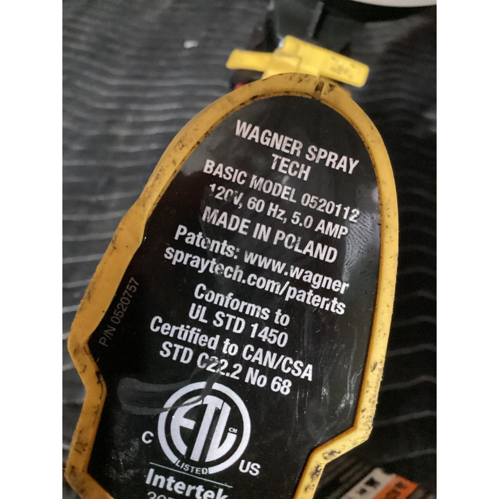 Lot # 1017 Wagner SprayTech Basic Model 0520112 HVLP Electric Paint Sprayer - 120V, 5.0 Amp, Yellow/Black