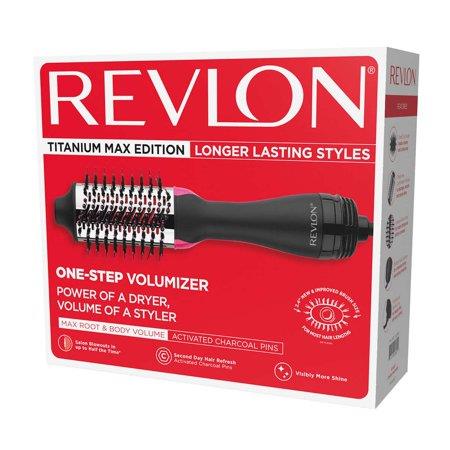 Lot # 2003 Revlon One-Step Hair Dryer and Volumizer Titanium Max Edition 2.4  Hot Air Brush  Black