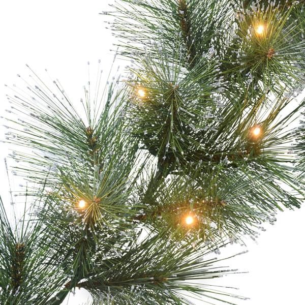 Lot # 1907 Puleo International 9 ft x 10 in Pre-lit Glitter-Accented Garland, 70 Tips, 50 B/O Warm White LED Lights, On/Off Timer Function