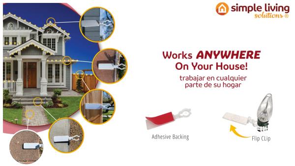Lot # 978 Simple Living Solutions Max Pro Anywhere Sticky Clip Ultimate Outdoor Adhesive White Light Clip Value Pack (15 Clips)