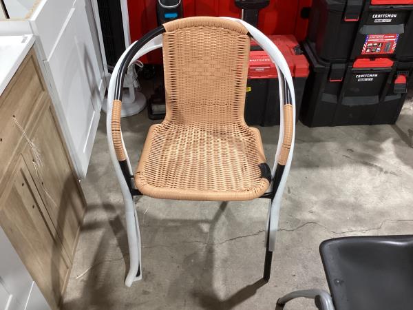 Lot # 2114 Rattan Stacking Chairs with Cross Back Support $86