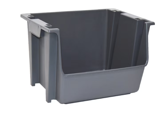 Lot # 2230 Project Source Gray Plastic Stackable Bin