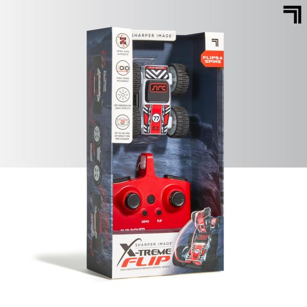 Lot # 1233 Sharper Image® Toy RC X-Treme Flip High-Performance Remote Control Vehicle with Double-Sided Driving, LED Lights, Performs Spins, Flips & Donuts, 3-Pieces, Blue, Age 6+