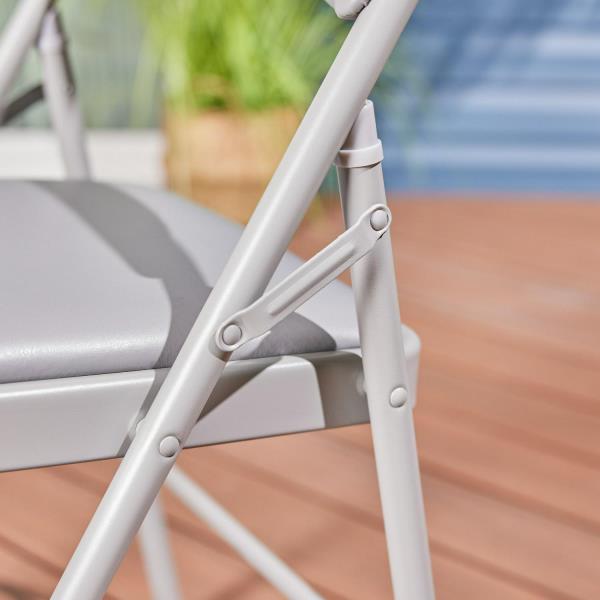 Lot # 2178 Gray Standard Indoor Folding Chair with Padded Seat