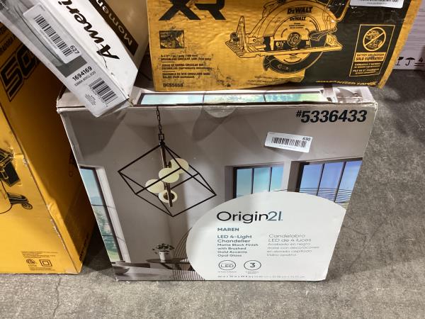 Lot # 630 Origin 21 Maren Matte Black LED Chandelier $180