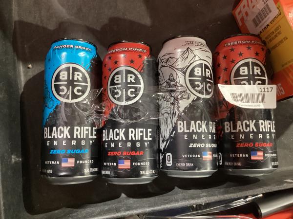 Lot # 1117 Black Rifle Zero Sugar Energy Drink 4pk $12.00