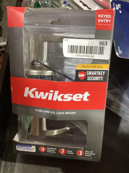 Lot # 963 Kwikset Satin Nickel Entry Door Handle $50