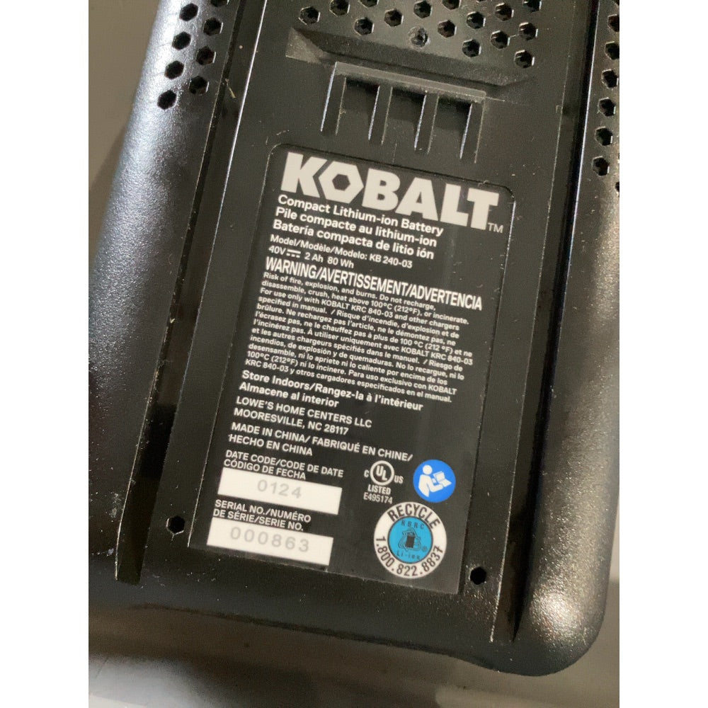 Lot # 855 Kobalt KB 240-03 Battery $60.00