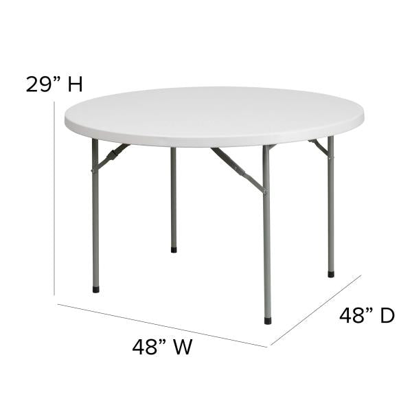 Lot # 1929 Flash Furniture Kathryn 4' Round Plastic Folding Event Table for Parties and Trade Shows, Portable Indoor/Outdoor Event Banquet Table, White
