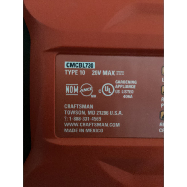 Lot # 1280 CRAFTSMAN CMCBL730 20V MAX Cordless Leaf Blower, Red and Black